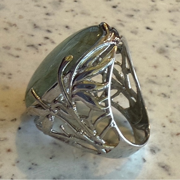 Vintage Sterling Silver 925 Labradorite Ring Size 8.25 Boho Statement - Picture 5 of 8